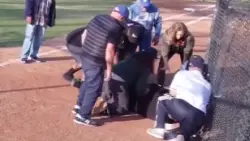 A doctor saves the life of umpire who suffered heart attack during a Los Angeles baseball game